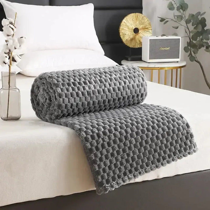 3D Clouds Jacquard Silky Flannel Fleece Blanket for All Seasons | Cloud-Textured Throw for Every Season | Throw Blankets