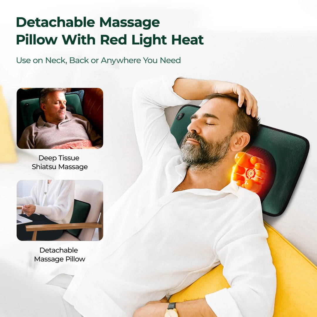 Vibration Massage Mat with Heat and Detachable Neck Pillow | Nine Modes of Gentle Vibration | Massage Mats