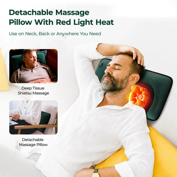 Vibration Massage Mat with Heat and Detachable Neck Pillow | Nine Modes of Gentle Vibration | Massage Mats