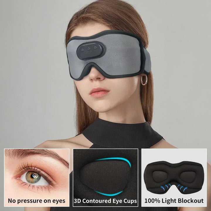 Rechargeable Bluetooth Sleep Mask with Headphones and 3D Eye Cups | Audio and Darkness in One Mask | Sleep Masks