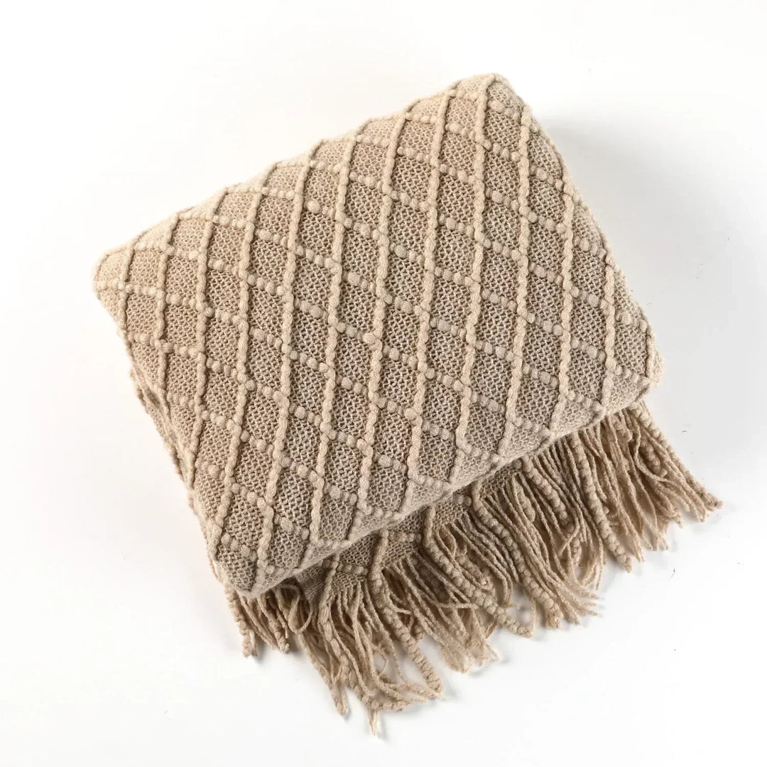 Nordic Style Thick Knitted Throw Blanket in Soft Synthetic Cashmere, Six Colours | Plush Nordic Knit for Chilly Evenings | Throw Blankets