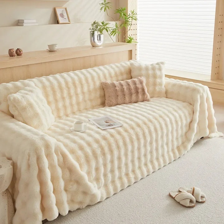 Plush Faux Fur Style Couch Throw with Non-Slip Surface | Faux Fur Plush for Your Couch | Throw Blankets