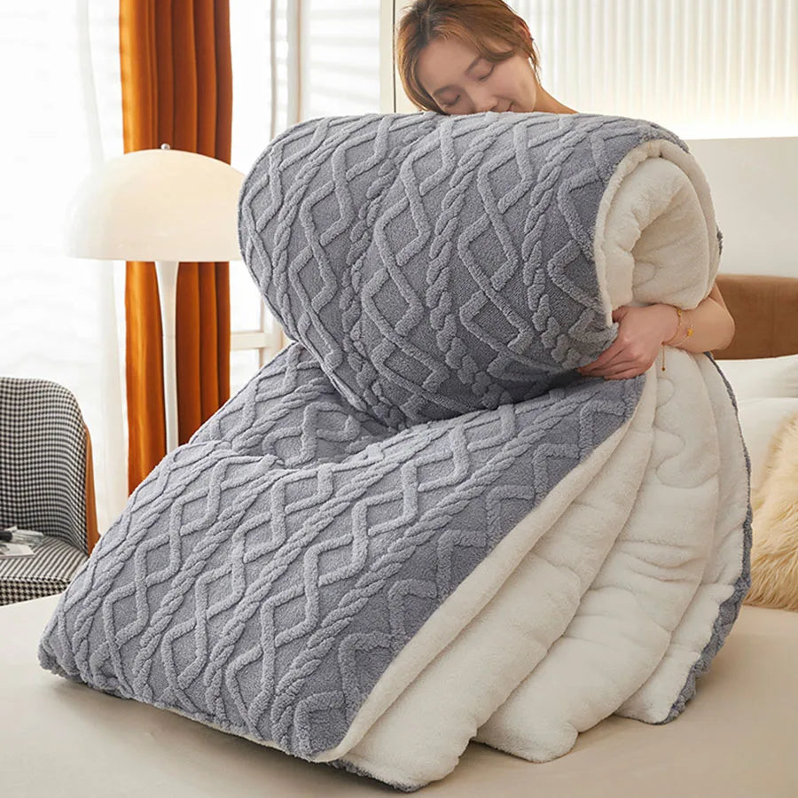 Thick Sherpa-Style Fleece Winter Blanket in Multiple Sizes | Heavyweight Warmth for Winter | Throw Blankets