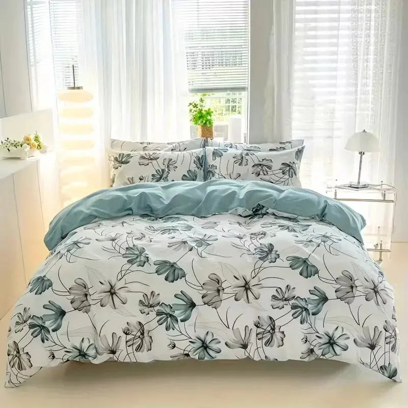 Pastoral Floral Duvet Set with Printed Three-Piece Design | Pastoral Floral Three-Piece Duvet Set | Duvet Sets