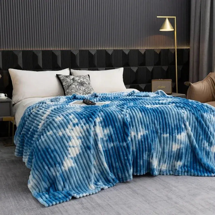 Tie-Dye Flannel Fleece Blanket with Thick Plush Texture | Colourful Warmth for Every Room | Throw Blankets