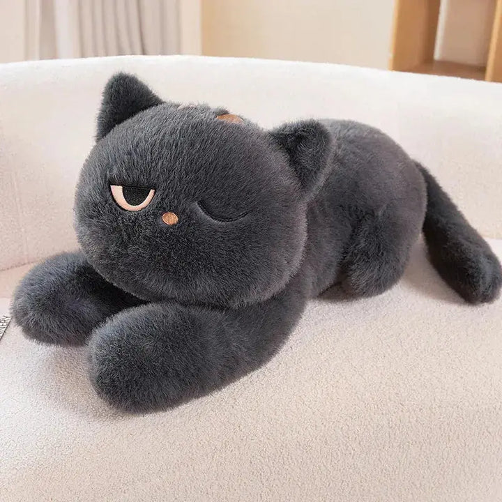 Midnight Cat Plush Pillow, Soft Lying Cat for Cuddling and Decor | Soft Midnight Cat to Cuddle | Plush Pillows
