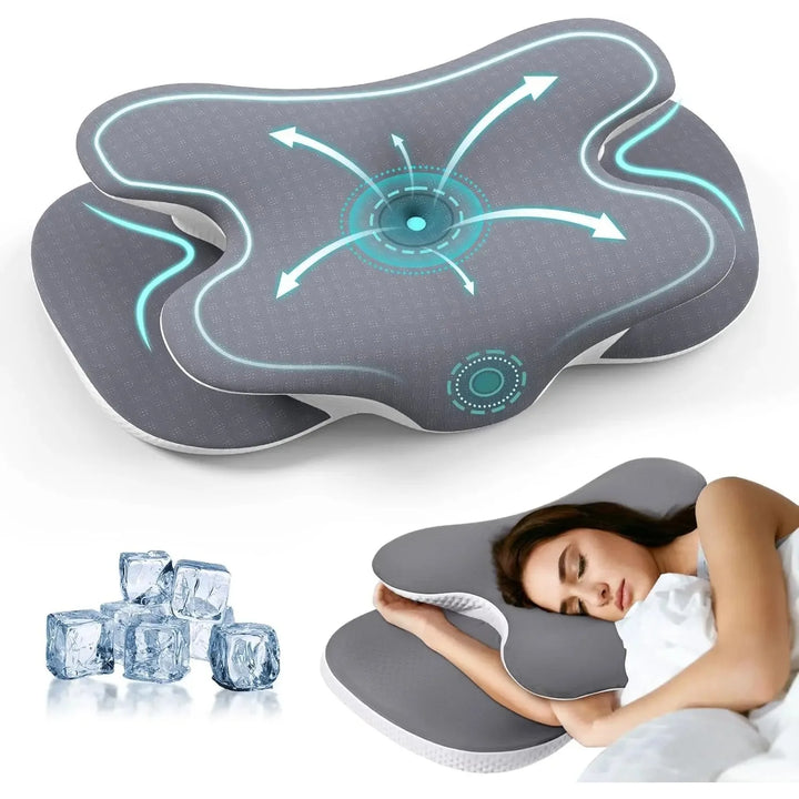 Butterfly Memory Foam Cervical Pillow with Dual Height Contour | Dual Height Neck Contour | Bed Pillows