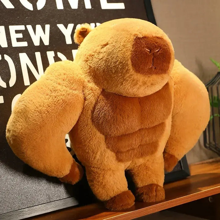 Muscle Capybara Plush Toy, Soft Huggable Stuffed Animal Pillow | Huggable Capybara with Muscles | Plush Pillows