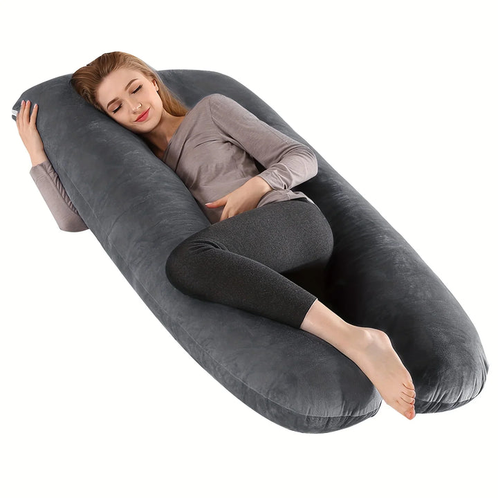 U-Shaped Full Body Pillow with Removable Fleece Cover | Wraparound Support for Side Sleepers | Body Pillows