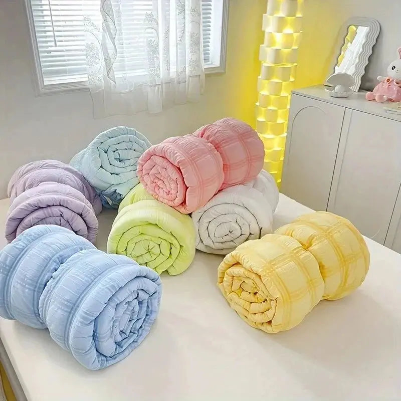 Breathable Seersucker Quilt for Warm Nights in Pastel Colors | Cool Textured Summer Quilt | Quilts
