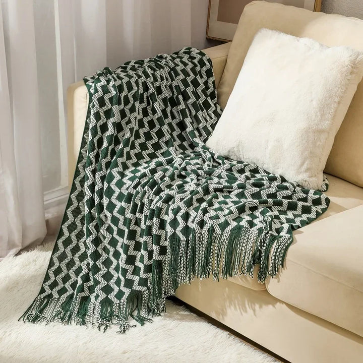 Nordic Style Thick Knitted Throw Blanket in Soft Synthetic Cashmere, Six Colours | Plush Nordic Knit for Chilly Evenings | Throw Blankets