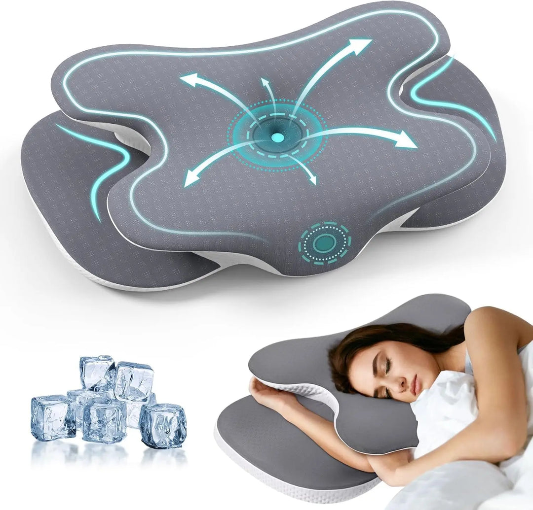Butterfly Memory Foam Cervical Pillow with Dual Height Contour | Dual Height Neck Contour | Bed Pillows