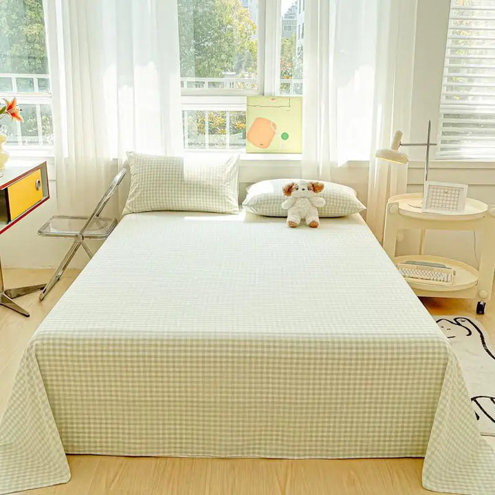 3-Piece Cotton Flat Sheet and Pillowcase Set in Soft Colours | Soft Cotton Layer for Your Bed | Bedding Sets