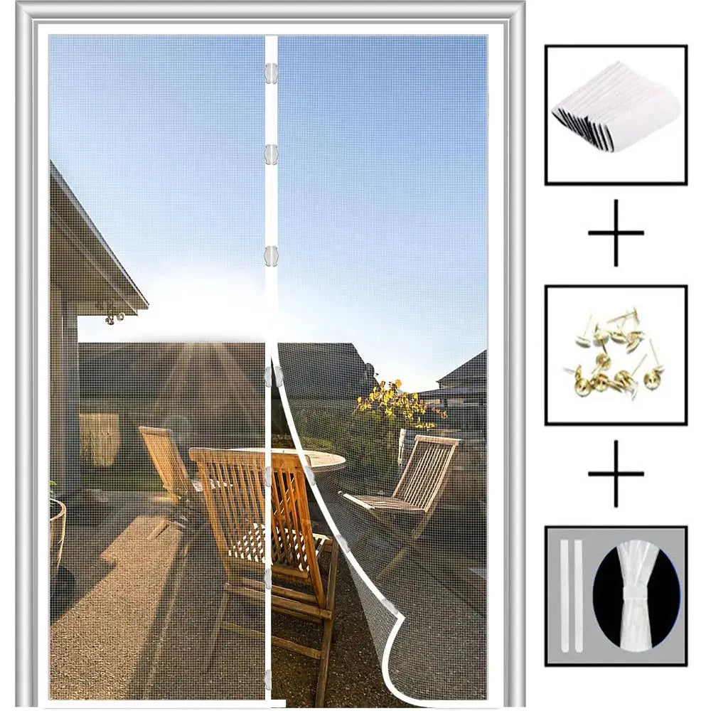 Magnetic Auto Close Mosquito Door Screen Curtain with Fiberglass Mesh | Fresh Air, No Flying Insects | Door Screens