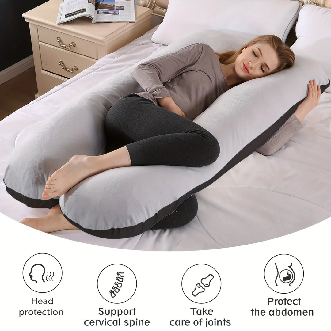 U-Shaped Full Body Pillow with Removable Fleece Cover | Wraparound Support for Side Sleepers | Body Pillows