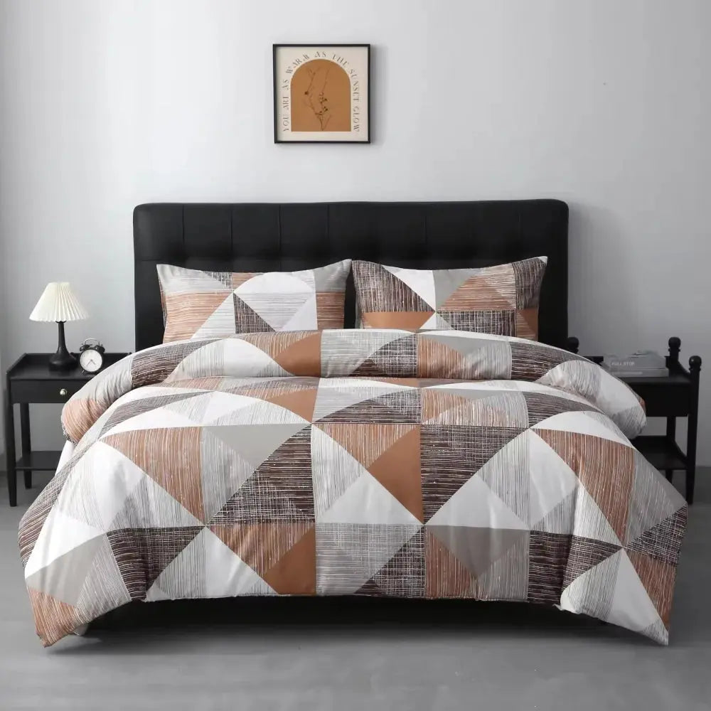 Abstract Printed Duvet Cover Set, 3 Pieces with Matching Pillowcases | Modern Abstract Print Bedding | Duvet Cover Sets
