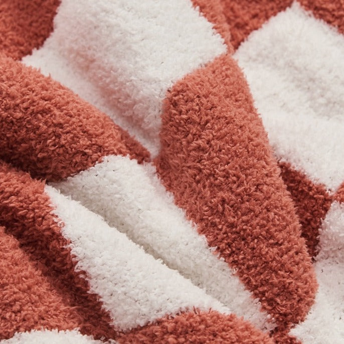 Colourful Checkerboard Polyester Throw Blanket in Three Sizes | Colourful Checks for Cosy Rooms | Throw Blankets