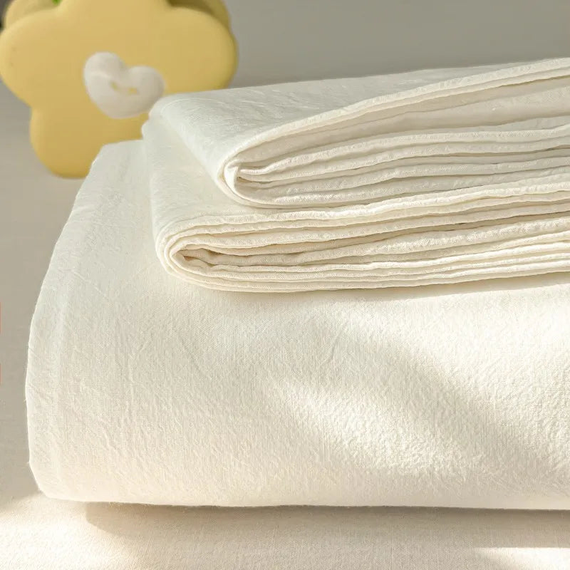 3-Piece Cotton Flat Sheet and Pillowcase Set in Soft Colours | Soft Cotton Layer for Your Bed | Bedding Sets
