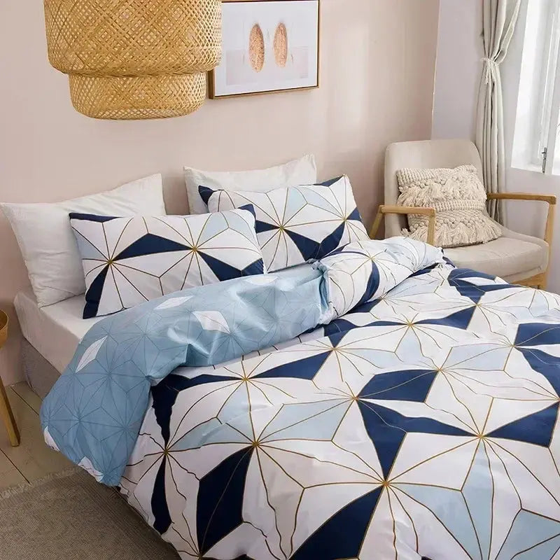 Modern Geometric Printed Duvet Cover Set with Two Pillowcases | Bold Geometric Bedroom Update | Duvet Cover Sets