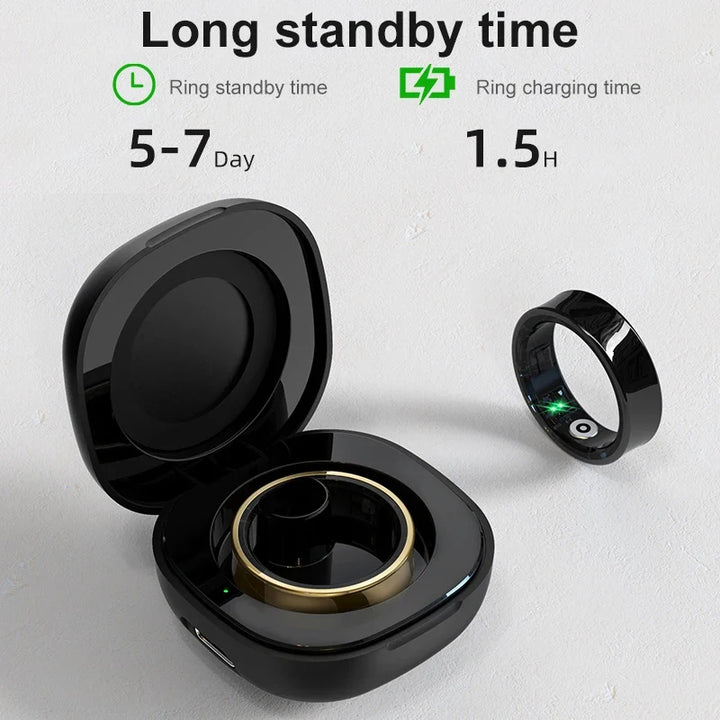 Stainless Steel Smart Ring with Sleep Tracking and Charging Case | Discreet Activity and Sleep Tracking | Smart Rings