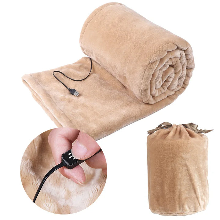 USB Heated Flannel Throw Blanket with Three Heat Settings for Home | Portable Flannel Heat with 5V USB | Heated Blankets