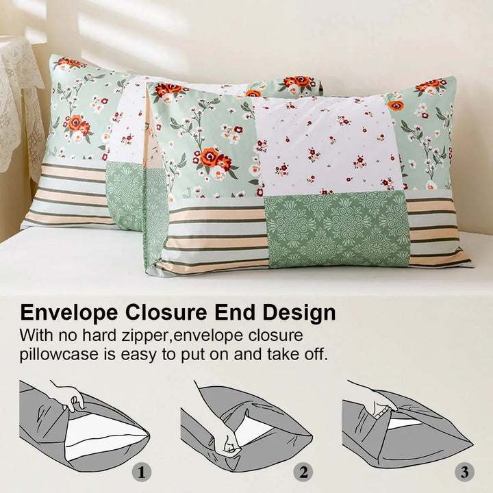 Floral Splice 3-Piece Duvet Cover Set with Two Pillowcases | Soft Floral Bedroom Refresh | Bedding Sets