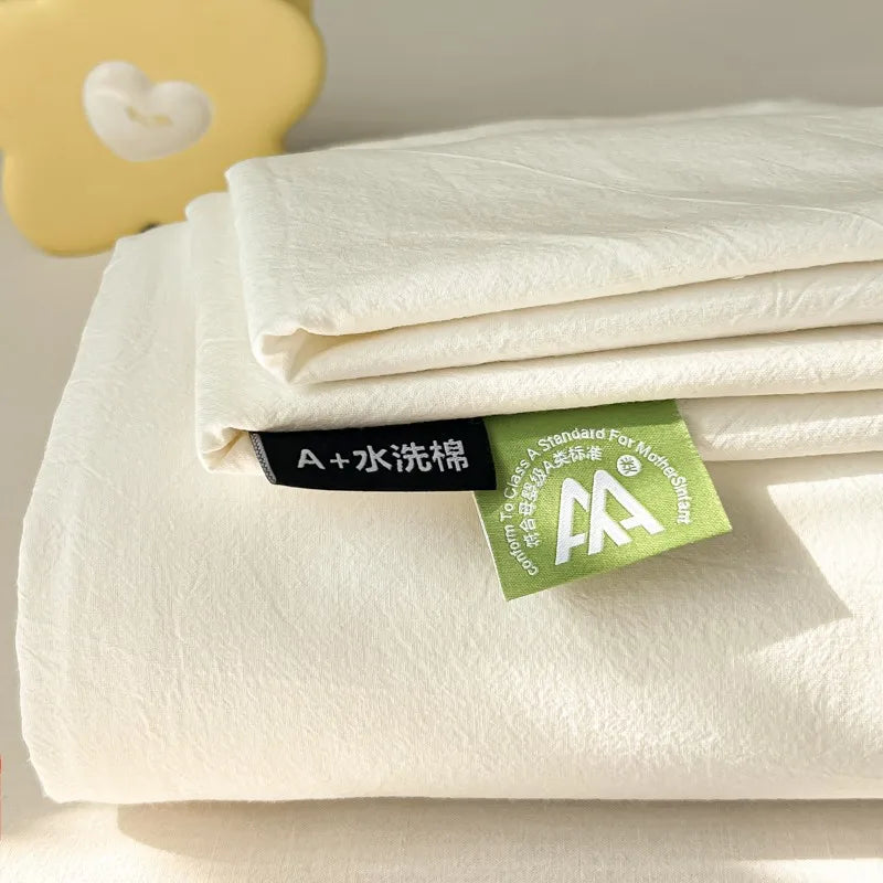 3-Piece Cotton Flat Sheet and Pillowcase Set in Soft Colours | Soft Cotton Layer for Your Bed | Bedding Sets