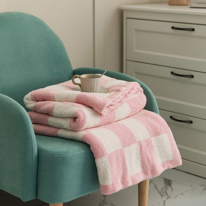Colourful Checkerboard Polyester Throw Blanket in Three Sizes | Colourful Checks for Cosy Rooms | Throw Blankets