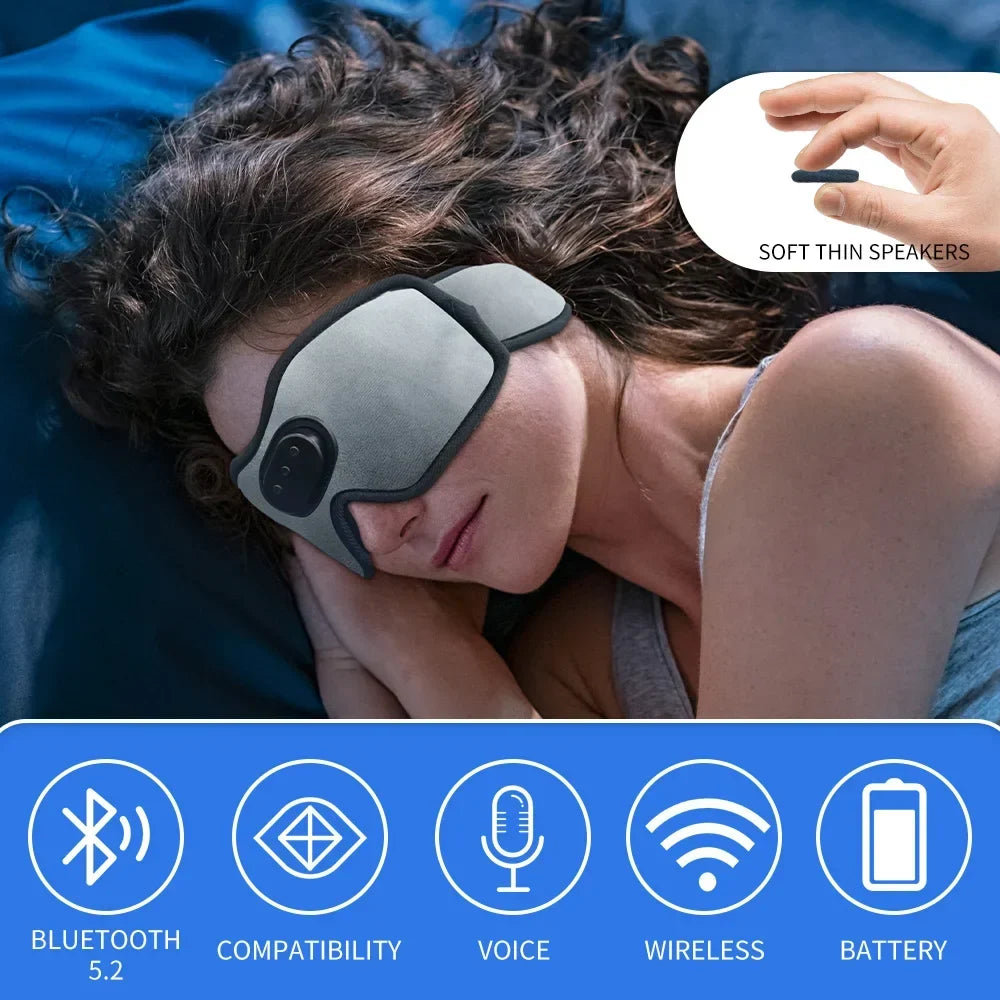Rechargeable Bluetooth Sleep Mask with Headphones and 3D Eye Cups | Audio and Darkness in One Mask | Sleep Masks
