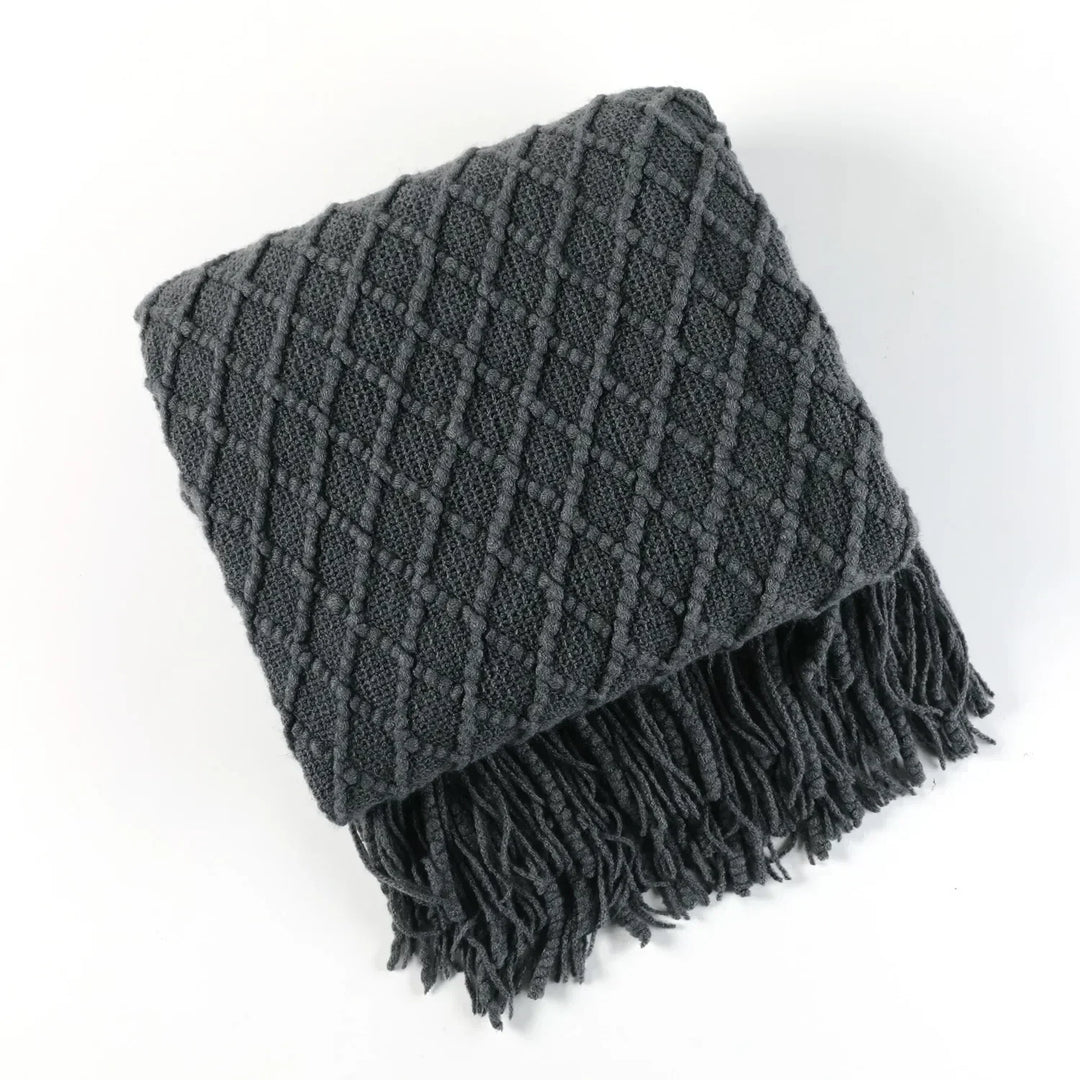 Nordic Style Thick Knitted Throw Blanket in Soft Synthetic Cashmere, Six Colours | Plush Nordic Knit for Chilly Evenings | Throw Blankets