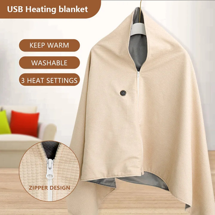 Rechargeable USB Heated Travel Blanket 150 x 80 cm for Winter Trips | Lightweight Heated Blanket for Winter Trips | Heated Blankets