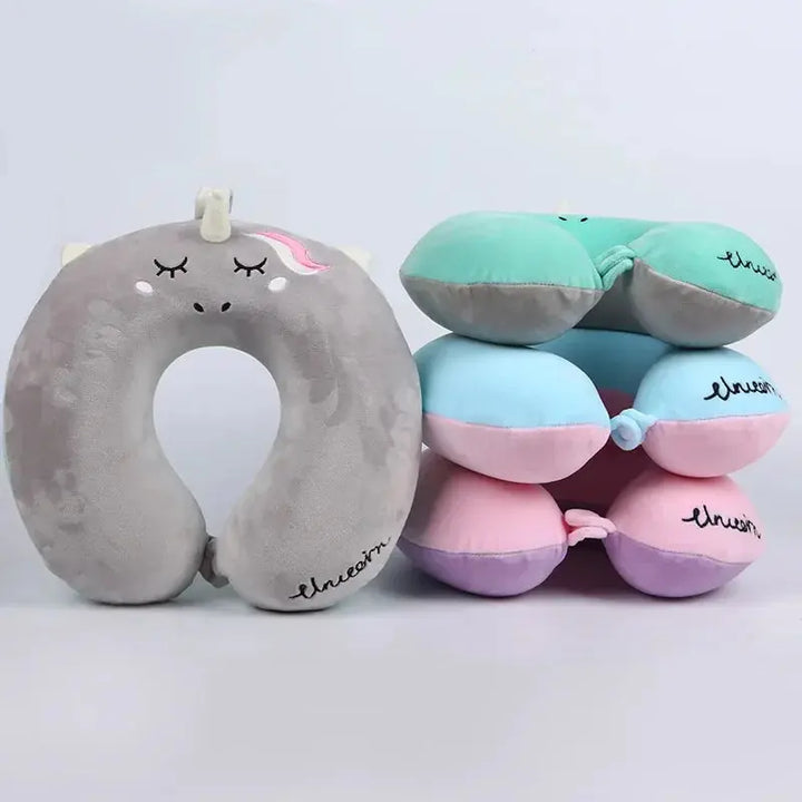 Unicorn Plush U-Shaped Memory Foam Travel Neck Pillow 12 Inch | Playful Neck Cushion for Journeys | Travel Pillows