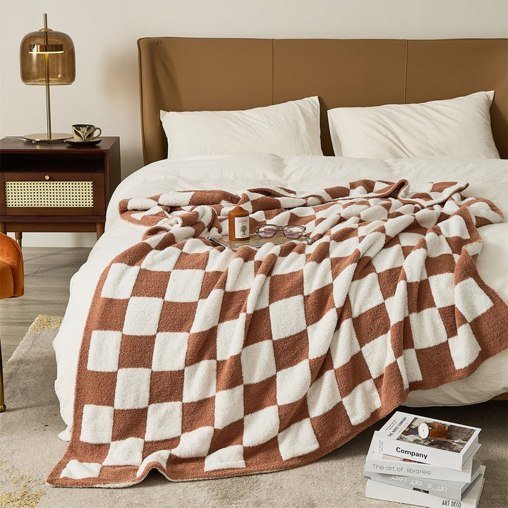 Colourful Checkerboard Polyester Throw Blanket in Three Sizes | Colourful Checks for Cosy Rooms | Throw Blankets