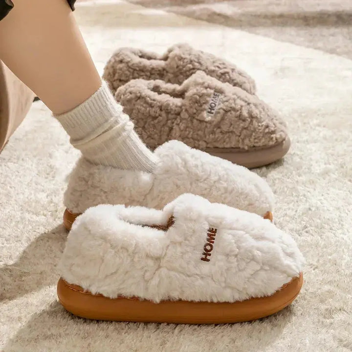 Microwavable Heated Slippers with Flaxseed Chambers and Faux Fur | Warm Feet on Chilly Evenings | Heated Slippers