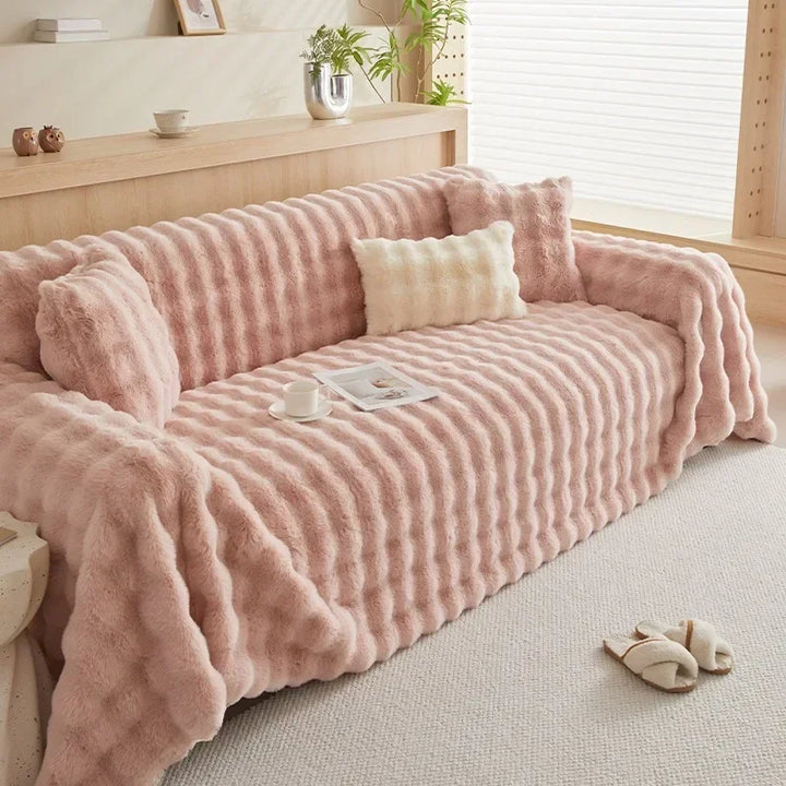 Plush Faux Fur Style Couch Throw with Non-Slip Surface | Faux Fur Plush for Your Couch | Throw Blankets