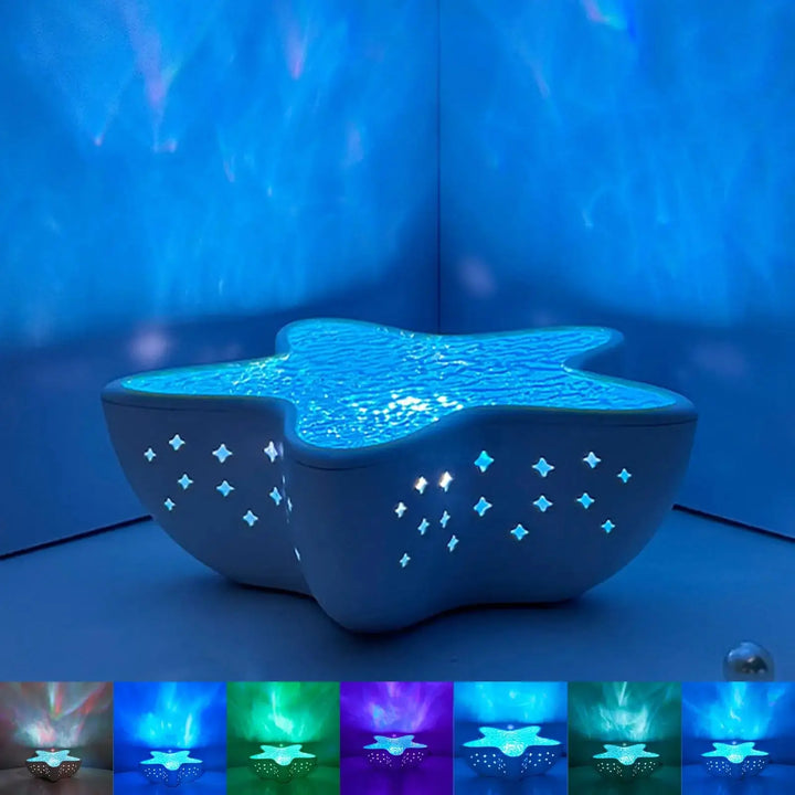 Ocean Wave Projector Night Light, Starfish-Shaped and Rechargeable | Calming Waves on Your Ceiling | Night Lights