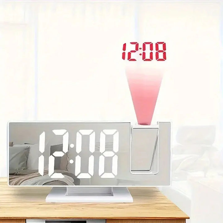 Projection Alarm Clock with Rotating Ceiling Display and Large LED Screen | Time on the Ceiling at Night | Alarm Clocks