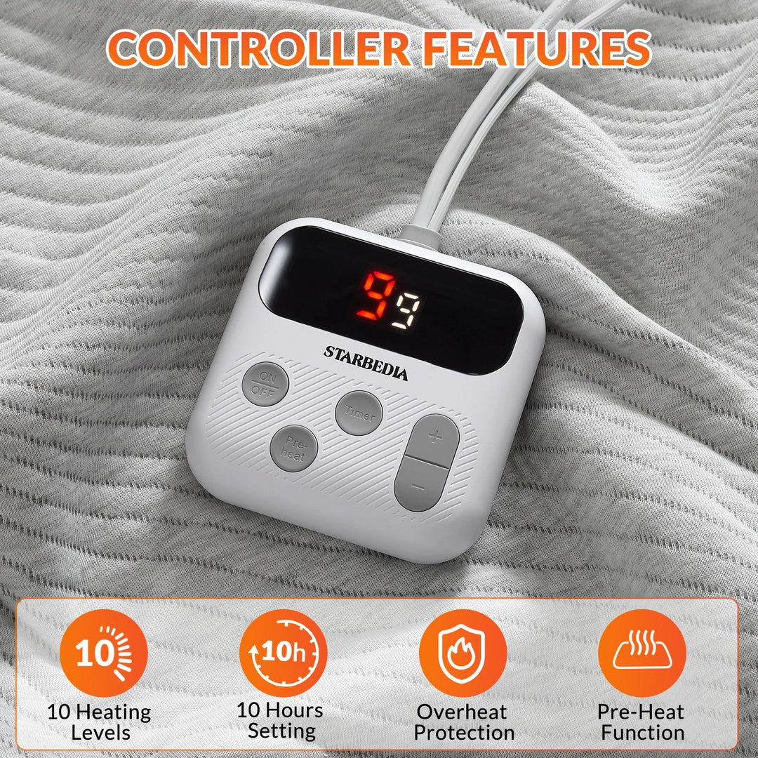 Electric Heated Mattress Pad with 10 Heat Settings and Deep Pocket | Adjustable Warmth for Your Bed | Heated Mattress Pads