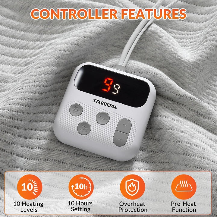 Electric Heated Mattress Pad with 10 Heat Settings and Deep Pocket | Adjustable Warmth for Your Bed | Heated Mattress Pads