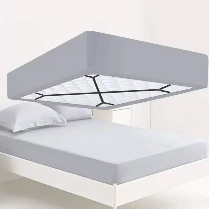 Adjustable Bed Sheet Fastener Straps with Elastic Crisscross and Metal Clips | Keeps Sheets Tight and Smooth | Bed Sheet Holders