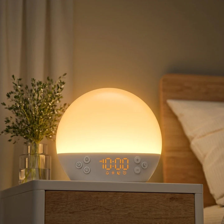 Sunrise Alarm Clock with White Noise and 30 Sleep Sounds | Gentle Light and Sound Routine | Sunrise Alarm Clocks