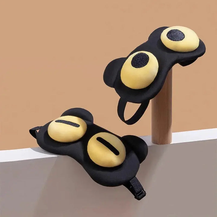 Adjustable Cartoon Sleep Mask with Raised Eyes and Ears | Playful Mask for Restful Nights | Sleep Masks
