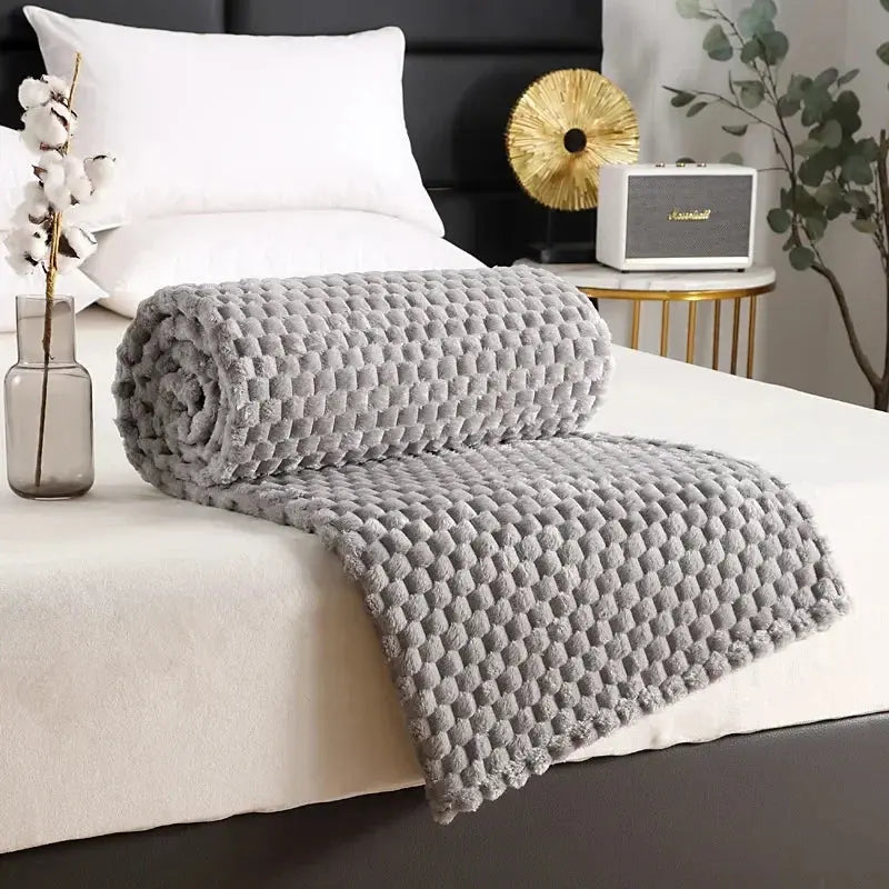 3D Cloud Jacquard Fleece Blanket in Silky Flannel | Soft Raised-Texture Warmth | Throw Blankets
