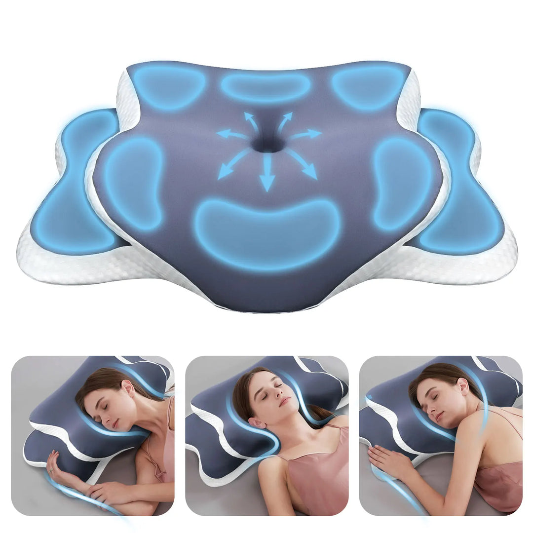 Memory Foam Butterfly Neck Pillow with Two Support Heights | Pick Your Pillow Height | Bed Pillows