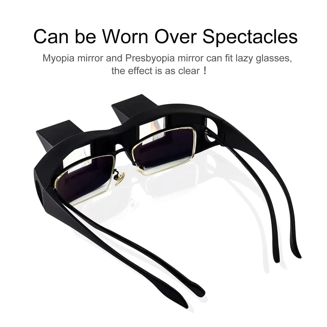 Horizontal Lazy Reading Glasses with 90 Degree Prism Mirror Lenses | Read Lying Flat, No Neck Tilt | Reading Glasses