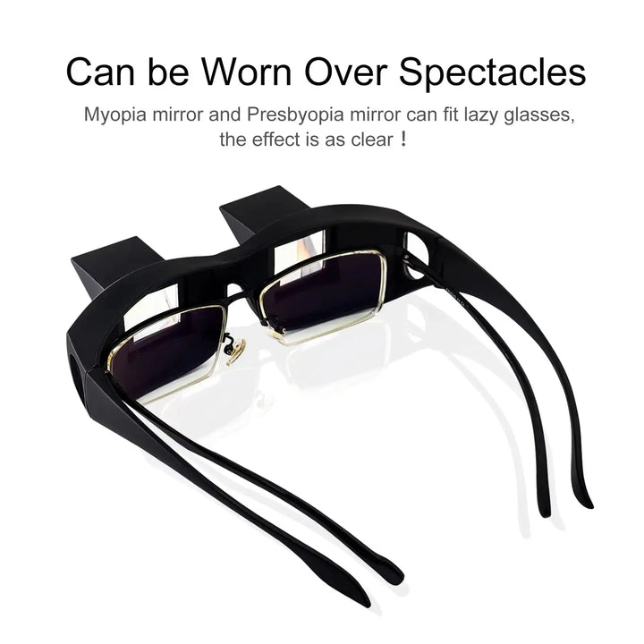 Horizontal Lazy Reading Glasses with 90 Degree Prism Mirror Lenses | Read Lying Flat, No Neck Tilt | Reading Glasses