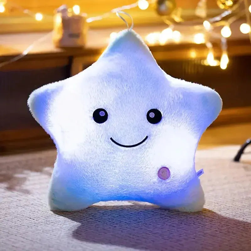 Twinkle Star LED Plush Pillow with Soft Glow, 9 Inch | Glowing Star Cushion for Cosy Rooms | Plush Pillows