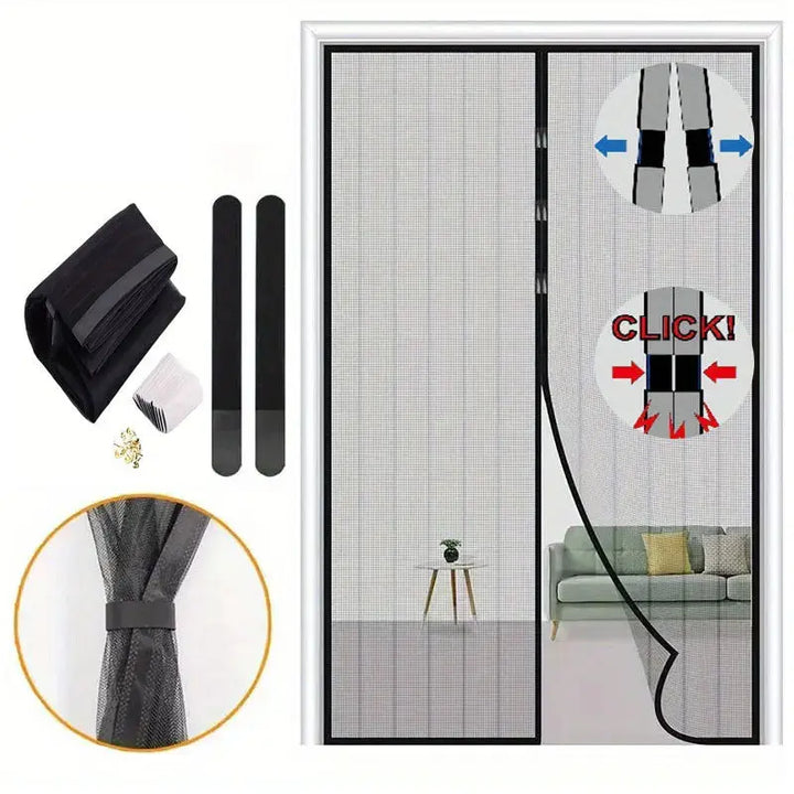 Magnetic Auto Close Mosquito Door Screen Curtain with Fiberglass Mesh | Fresh Air, No Flying Insects | Door Screens
