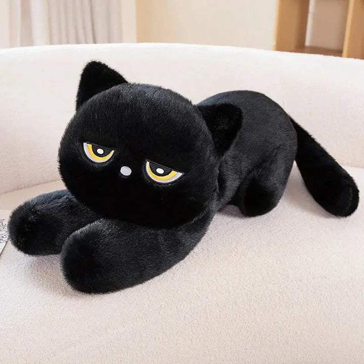 Midnight Cat Plush Pillow, Soft Lying Cat for Cuddling and Decor | Soft Midnight Cat to Cuddle | Plush Pillows
