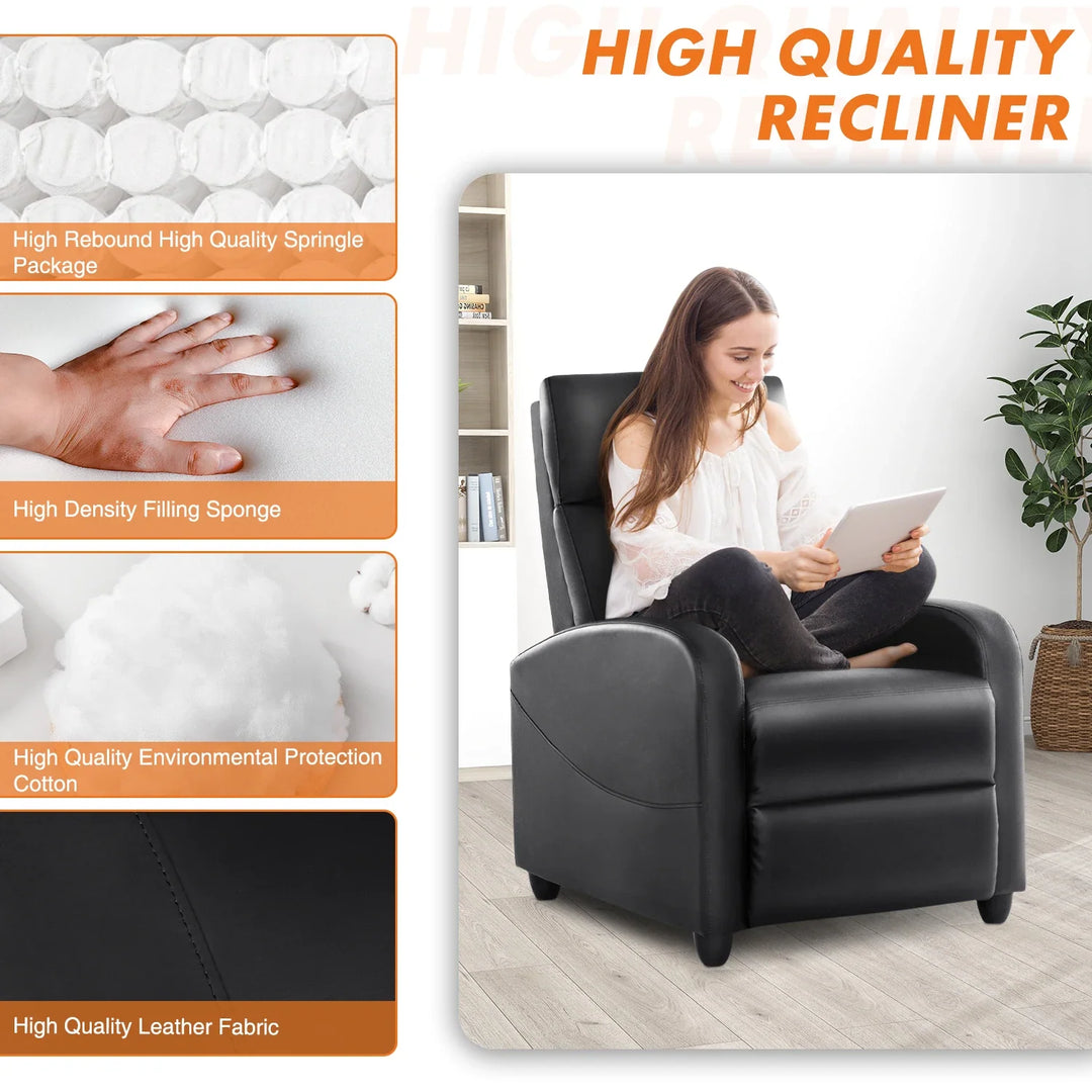 Reclining Massage Chair with Lumbar Vibration and Footrest | Recline with Lower Back Vibration | Recliner Chairs